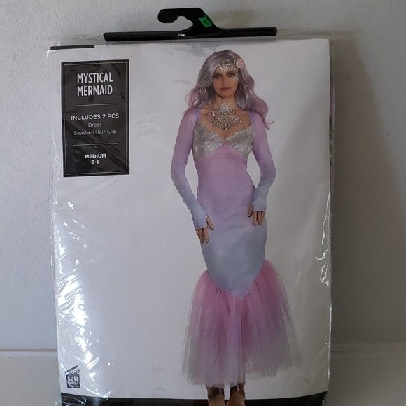 NEW AMSCAN 2 PIECE MYSTICAL MERMAID COSTUME HALLOWEEN COSTUME SIZE MED 6-8 - Picture 1 of 9